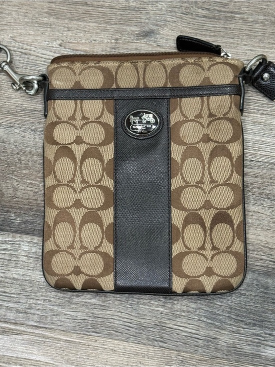 Coach Handbags - Coach Signature Canvas File Bag Crossbody Swingpack Black Brown